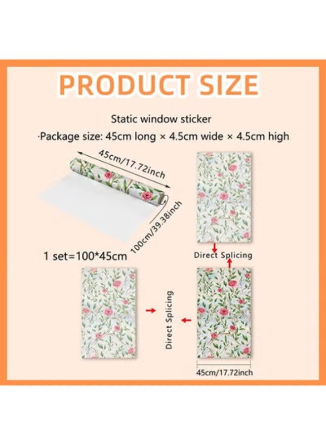 fantasize Window Privacy Film, Decorative Rose Floral Frosted Window Film, Double Sided Static Glass Window Clings, 45 x 100cm - Image 4